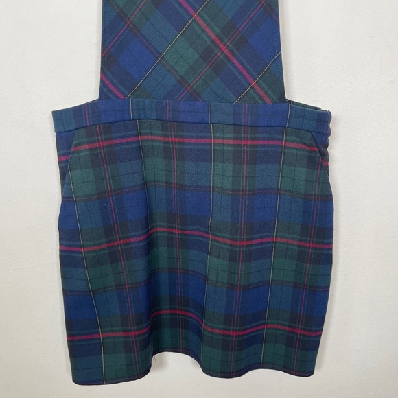 Forever 21 Plaid Jumper Dress Mini Pinafore L Grunge Green Blue Dark Academia - Picture 4 of 8